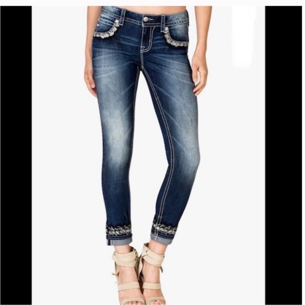 Miss Me Dark Blue Embellished Skinny Jeans